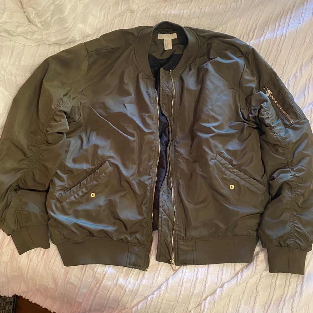 Olive unisex oversized bomber jacket
